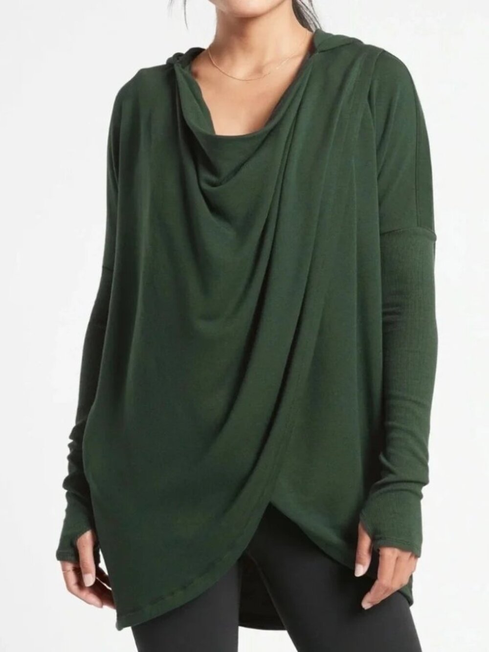 NWOT Athleta Purana Wrap Green Sweatshirt Size XS TP